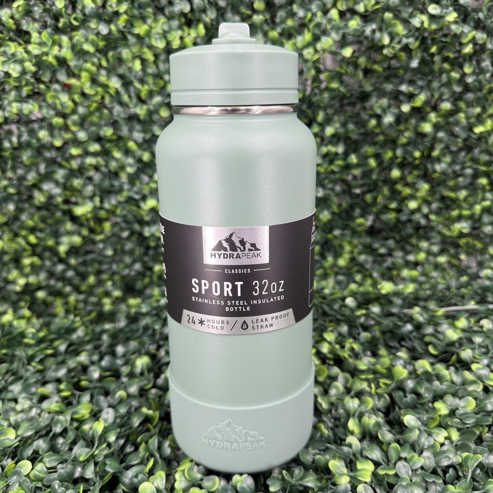 HYDRAPEAK 32 oz Stainless Steel Green Insulated Thermal Water Bottle